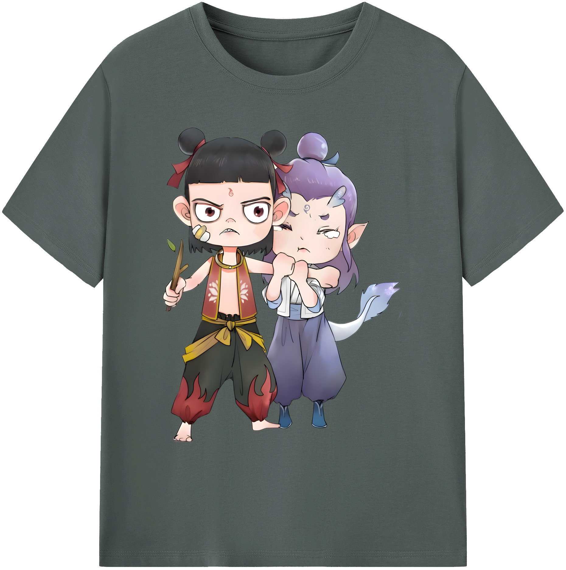 （画像用） Ne Zha 2 ナタ 魔童の大暴れ 綿100％ メンズ半袖Tシャツ｜肌触りやわらか＆通気性